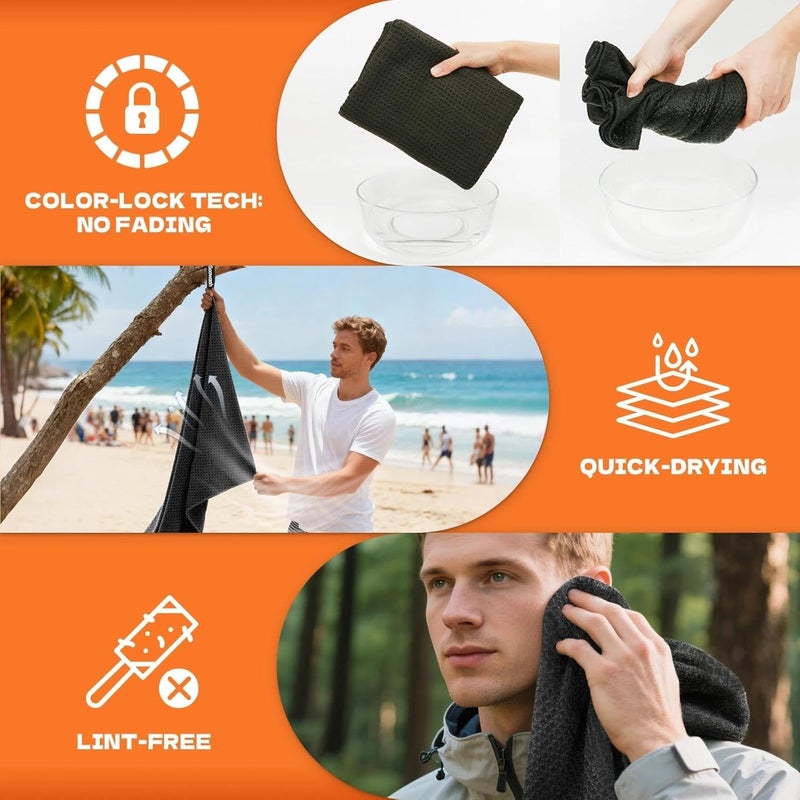 SOOWASH Microfiber Sweat Towel Quick Dry Lightweight Absorbent 3 Pack，Fast Drying 27‘’ X 55‘’ Negative Ions Odorless Gym Towels for Men & Women Yoga Sports Travel Outdoor Camping Gym (Large Black) - Image 3